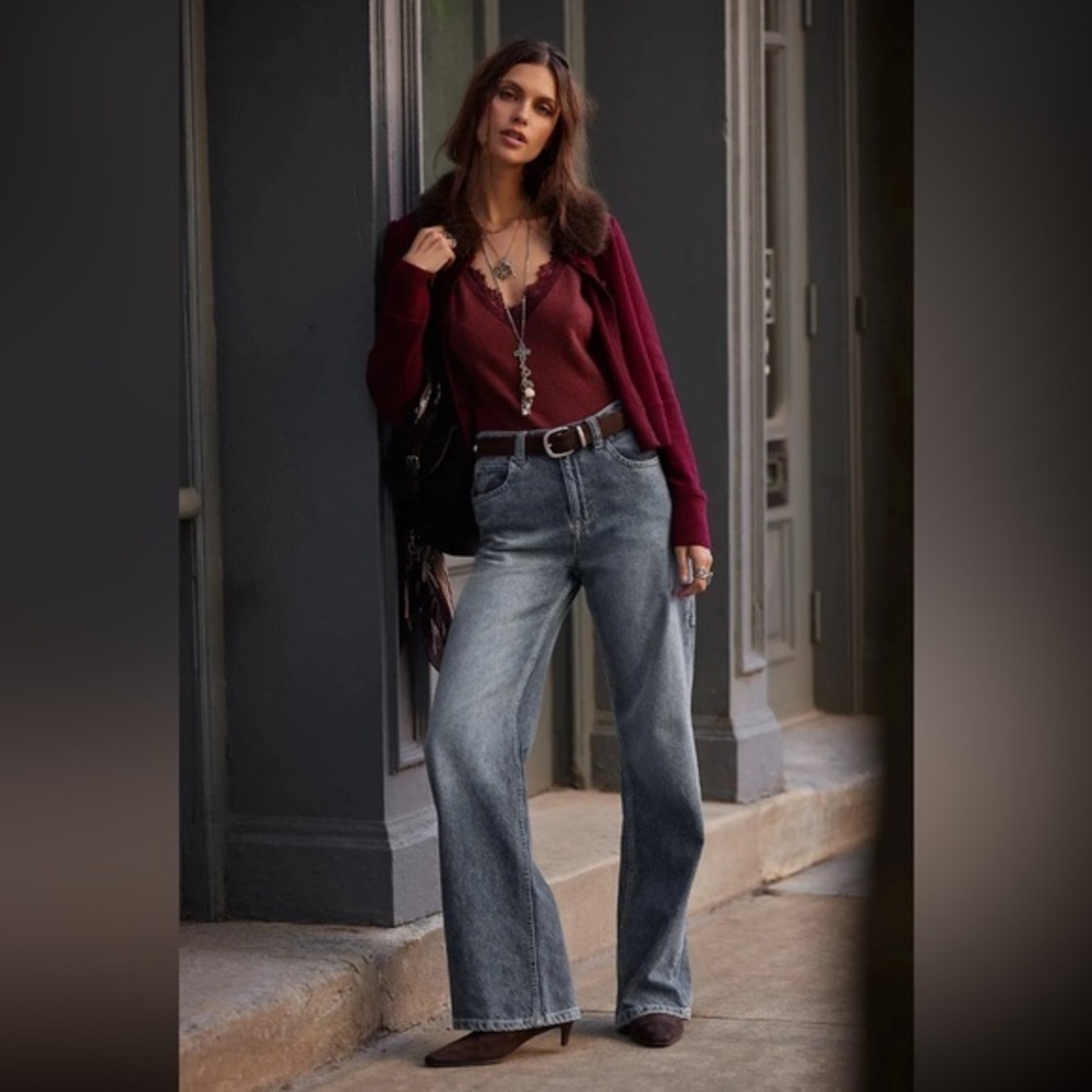 Free People We The Free 28 Jeans Tinsley Baggy High Rise Straight Leg Classic